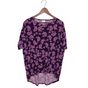 Lularoe Irma Purple Short Sleeve Blouse Top Women's Size XS